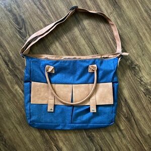 Blue and Brown Shoulder Bag